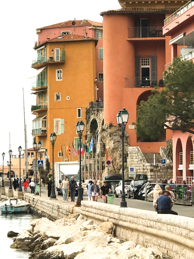 The colorful buildings along the harbor of Villefranche.