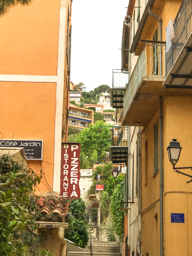 View of the narrow streets of Villefranche.